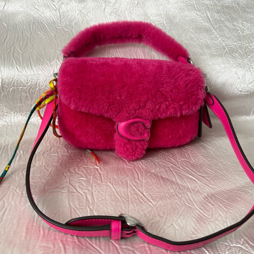 Coach The Lil Nas X Drop Tabby Shoulder Bag Pink faux fur mini crossbody bag